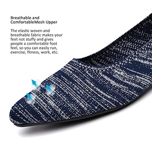 Blue & White Marled Pointed Toe Knit Texture Ballet Flats  NEW!! - Picture 7 of 11